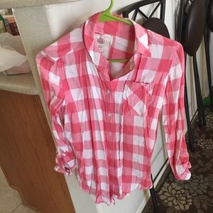 Pink checkered shirt mossimo